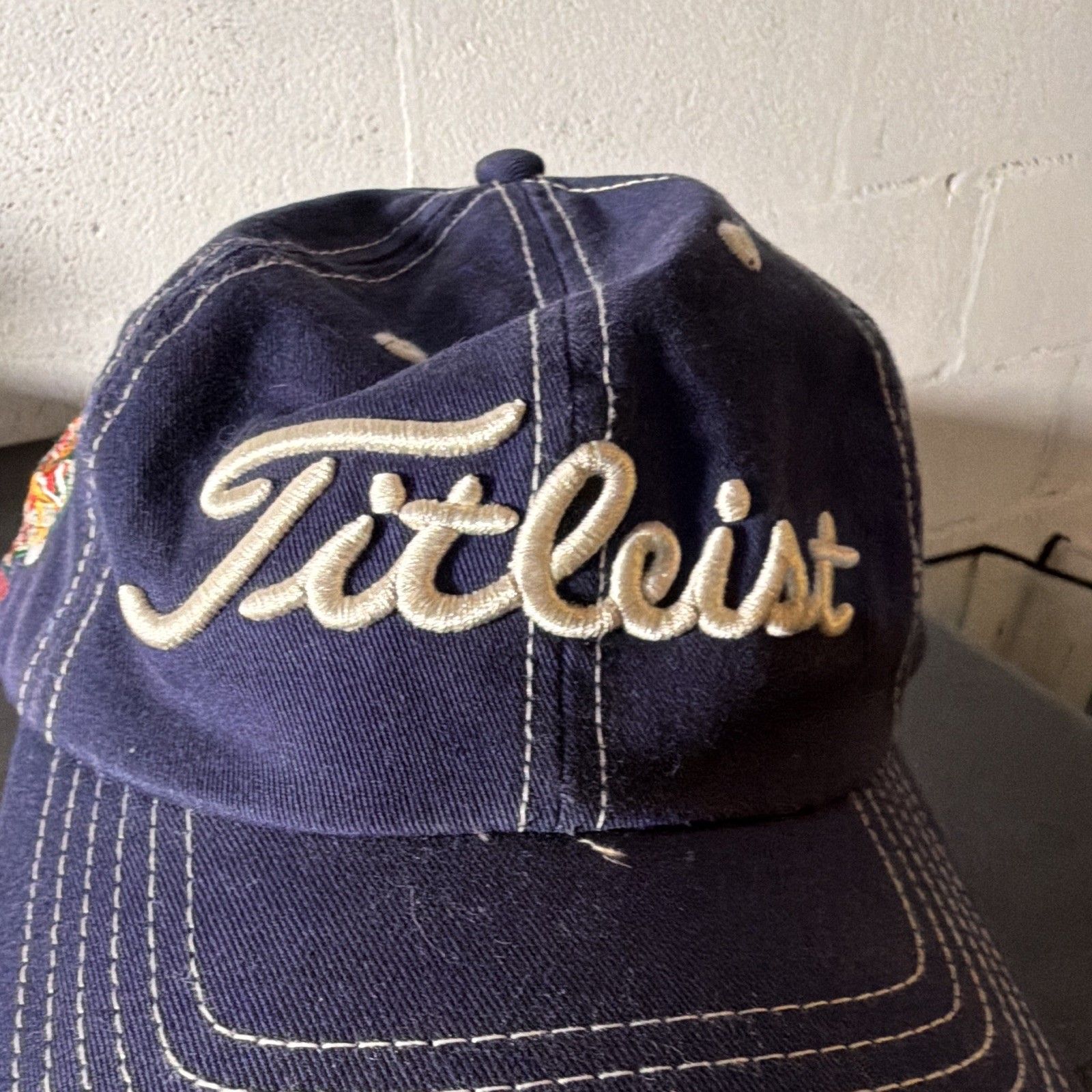 Titleist Golf Hat Blue Solid Cotton Adjustable Strapback Embroidered Hawk Logo